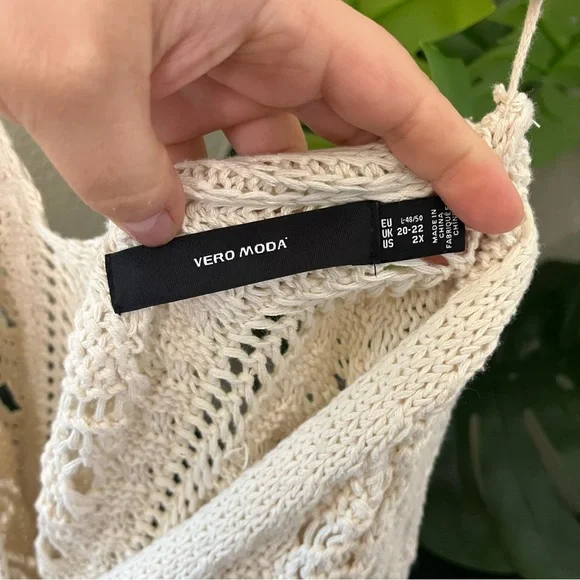 ✨ Boho Crochet Open Knit Cream Cardigan Sz 2X | 100% Cotton - Picture 3 of 8